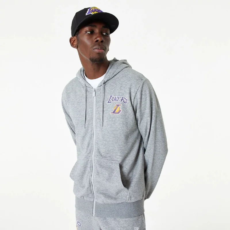 LA Lakers NBA Essential Grey Full Zip Hoodie
