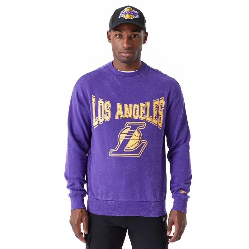 LA Lakers NBA Washed Purple Crew Neck Sweatshirt