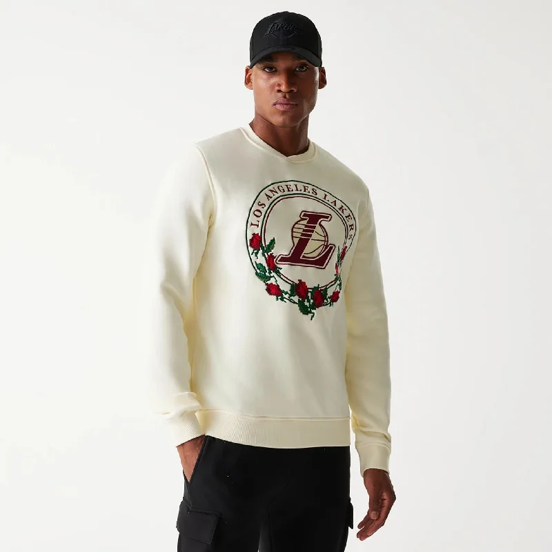 LA Lakers Red Roses White Crewneck Sweater