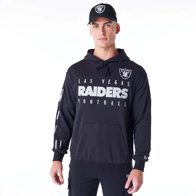 Las Vegas Raiders NFL Patch Black Oversized Pullover Hoodie