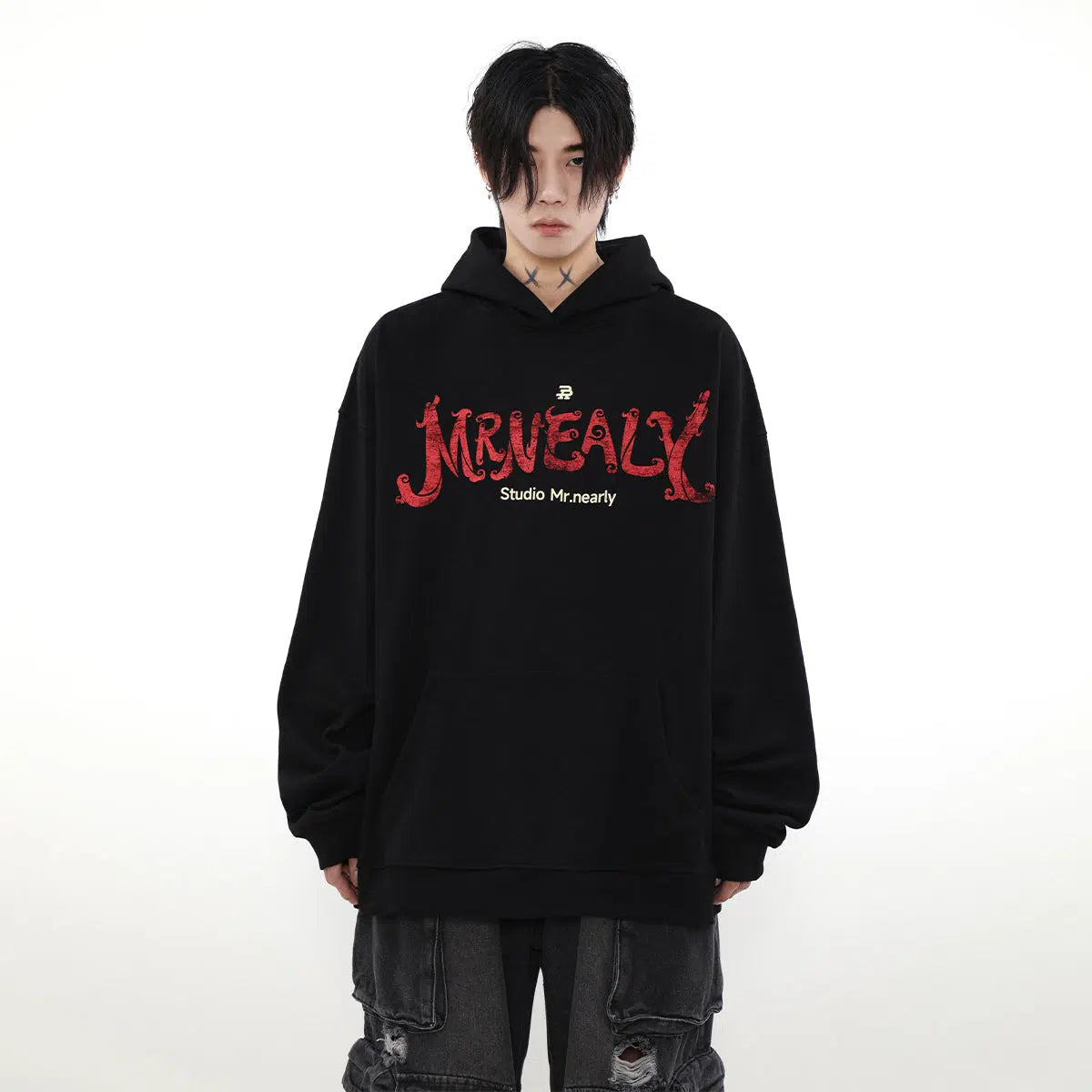Letters Printed Velvet Hooded Sweatshirt