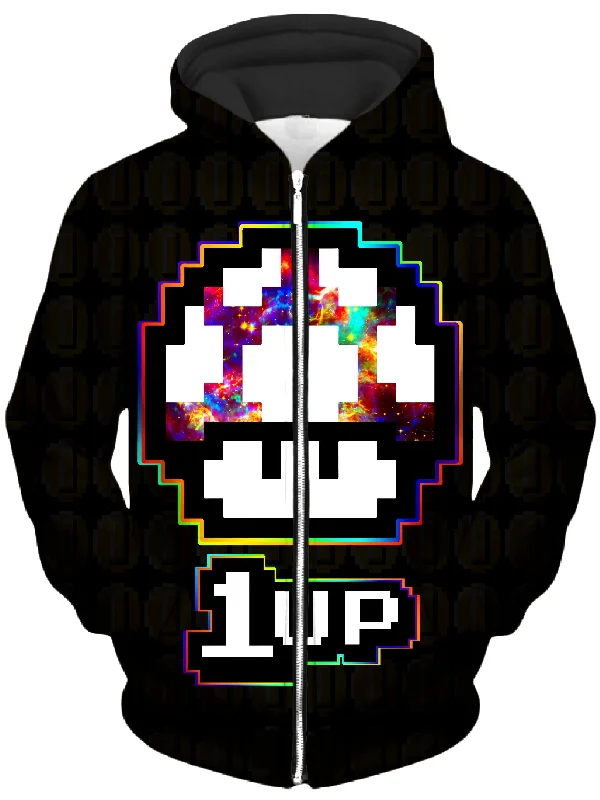 Level Up Mushroom Unisex Zip-Up Hoodie
