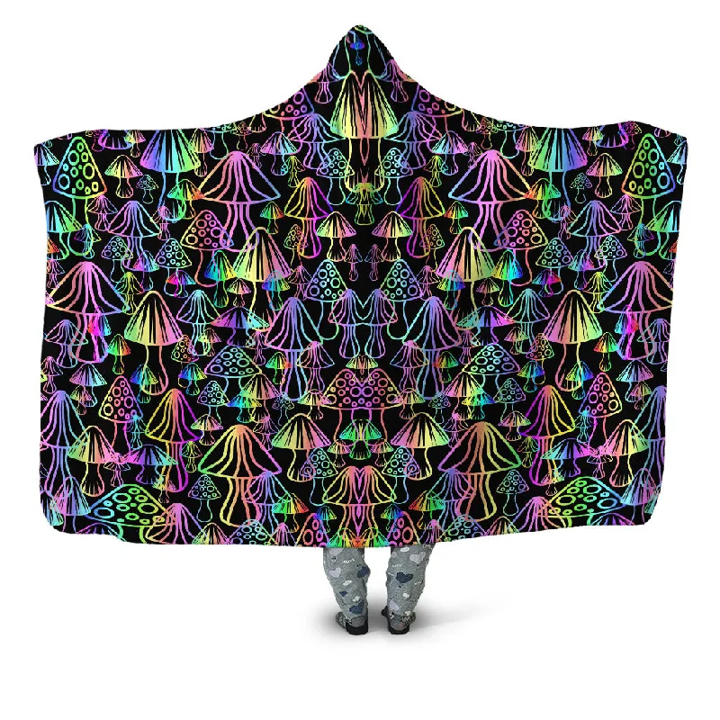 Magic Mushrooms Hooded Blanket