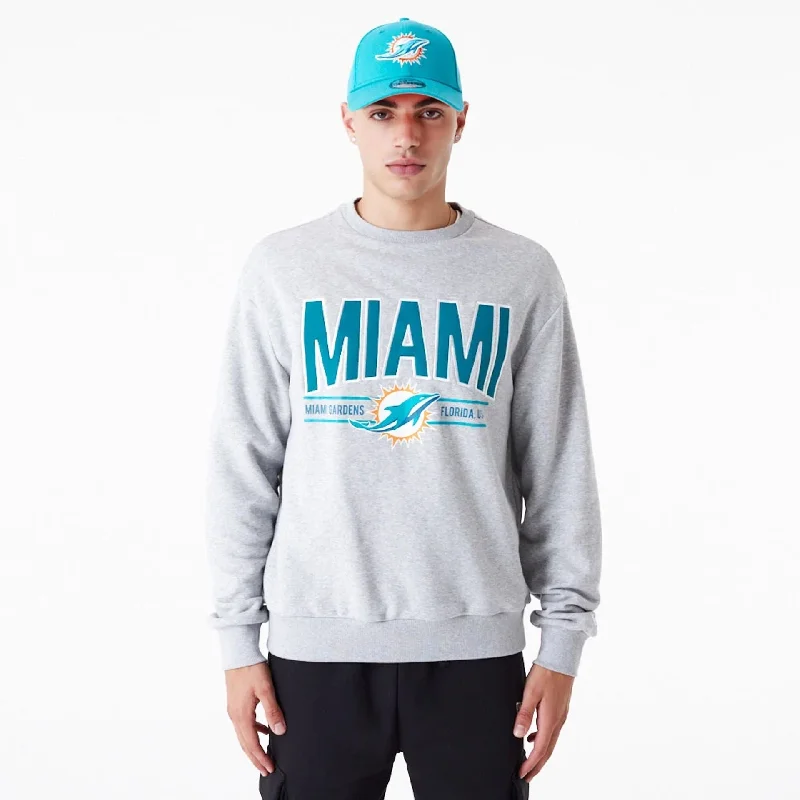 Miami Dolphins NFL Wordmark Grey Oversized Crew Neck Sweatshirt