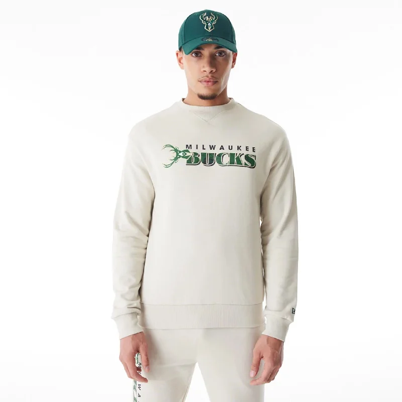 Milwaukee Bucks NBA Graphic Cream Crew Neck Sweater
