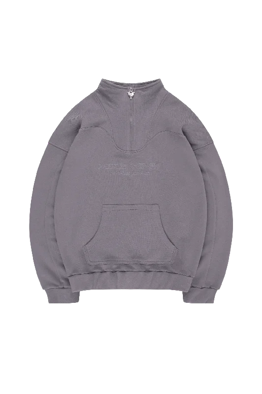 MORE MONEY LOGO HALFZIP STONE GREY