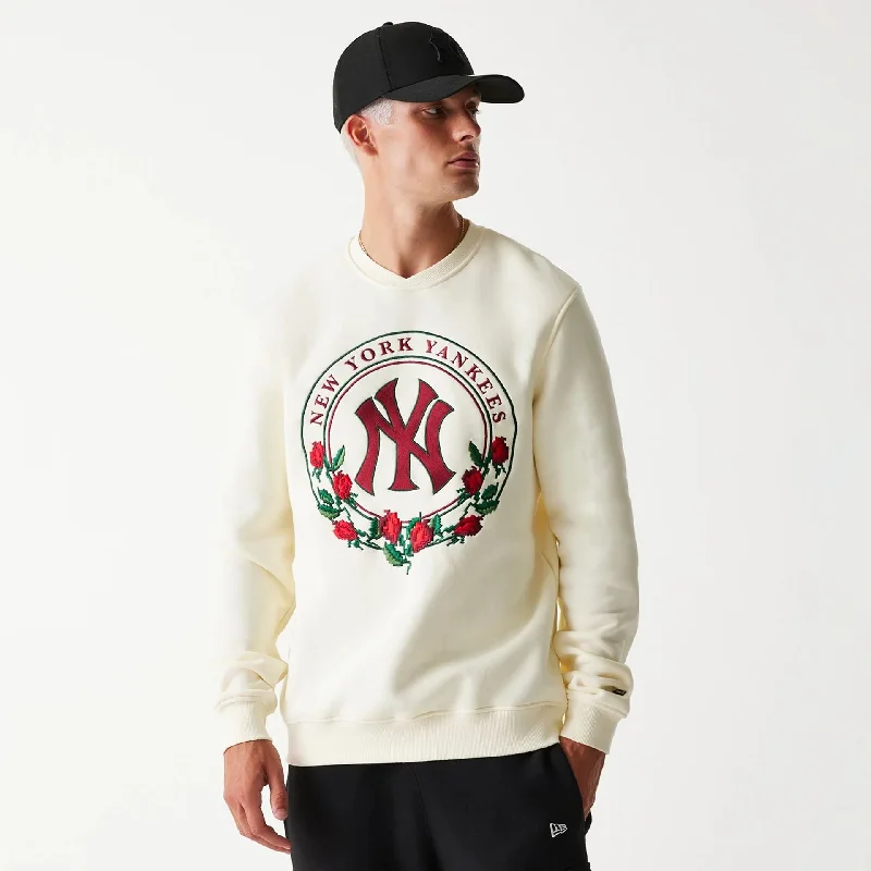 New York Yankees Red Roses White Crewneck Sweater