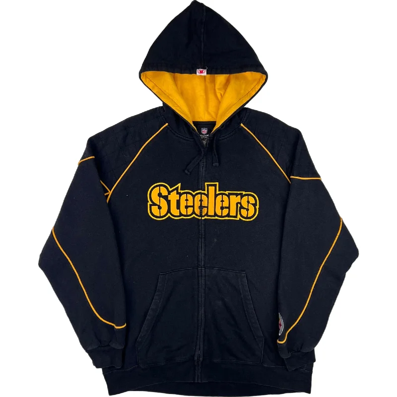 NFL Pittsburgh Steelers Team Apparel Zip-Up Vintage Hooded Sweatshirt Black