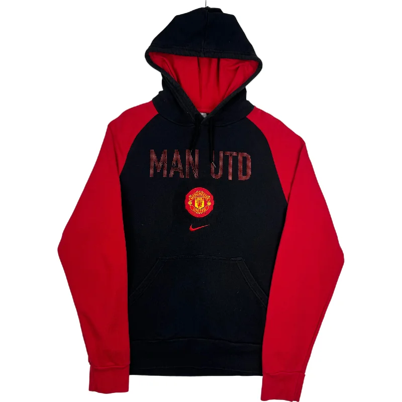 Nike 00's Manchester United Embroidered Hooded Sweatshirt Black Red