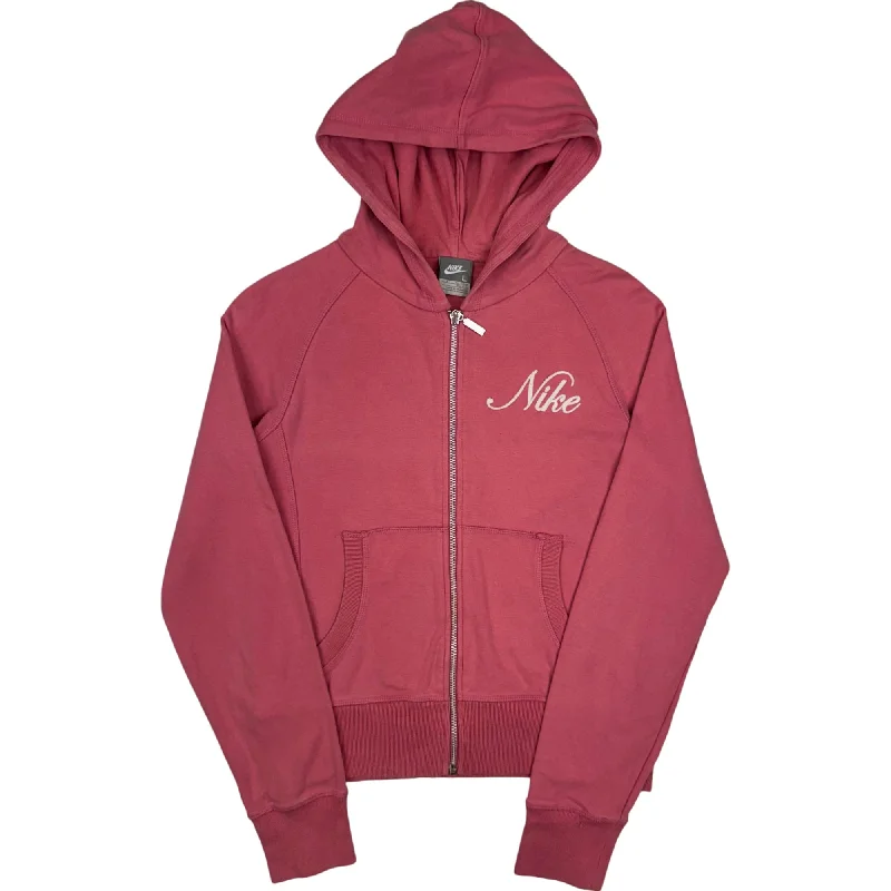 Nike 00's Zip-Up Hooded Sweatshirt Pink Y2K