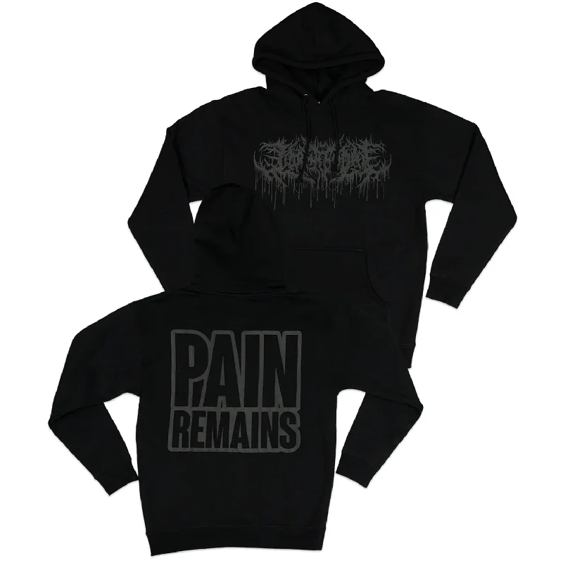 Pain Remains Black Puff Print Hoodie (Black)