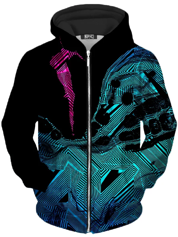 Primordial Flow Pink Unisex Zip-Up Hoodie