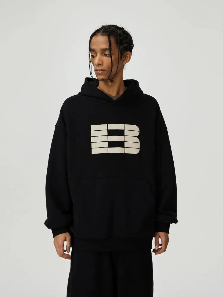 Printed Hooded Sweatshirt Basic Retro Pullover