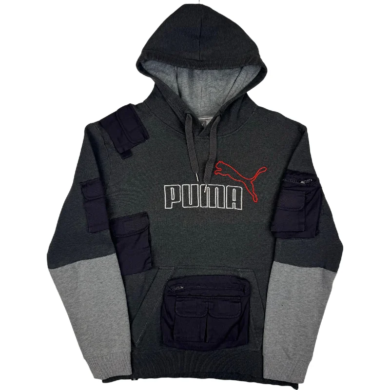 Puma 00's Custom Tactical Multi-Pocket Embroidered Hooded Sweatshirt Grey