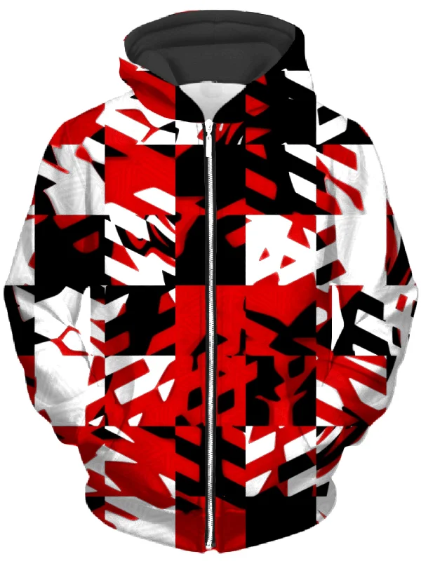 Red Digital Unisex Zip-Up Hoodie