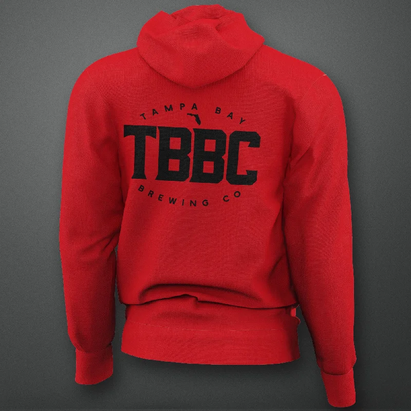 Red Zip Up Hoodie With TBBC Logo