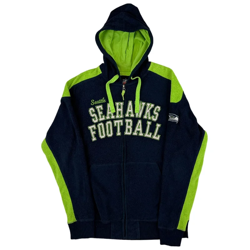 NFL Seattle Seahawks Embroidered Zip-Up Fleece Sweatshirt Navy Green
