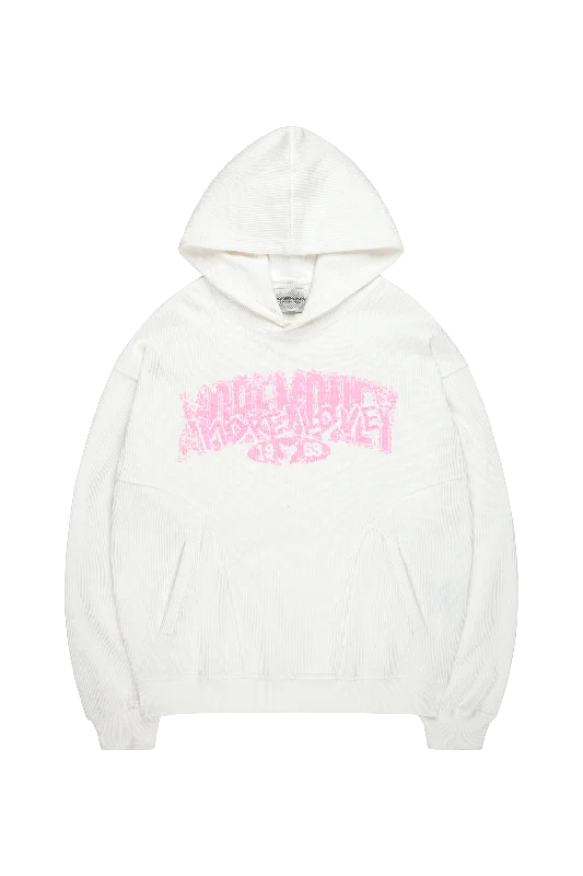 SIGNATURE CREST WAFFLE HOODIE OFF WHITE