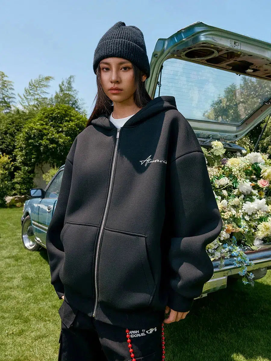 Signature Embroidery Zipper Hoodie