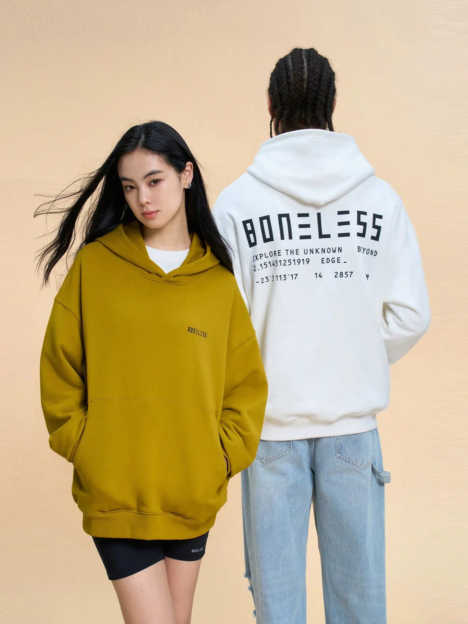 Slogan Text Contrast Hooded Sweatshirt Heavy Fashion Loose Hoodie Jacket