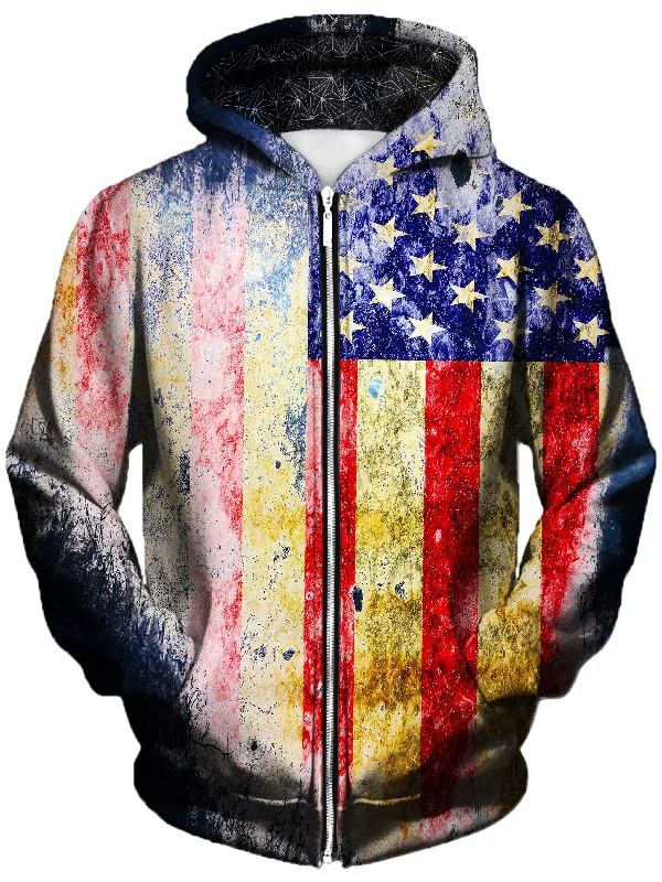 Tattered Flag Unisex Zip-Up Hoodie