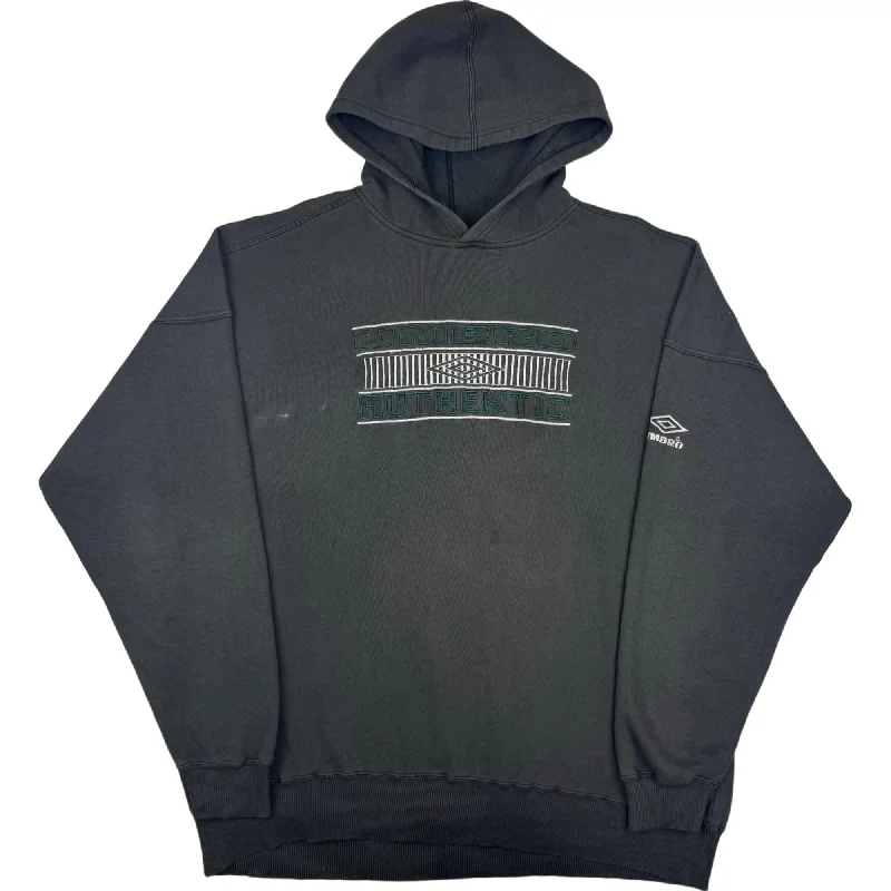 Umbro 00's Bog Logo Embroidered Charcoal Hooded Sweatshirt Grey