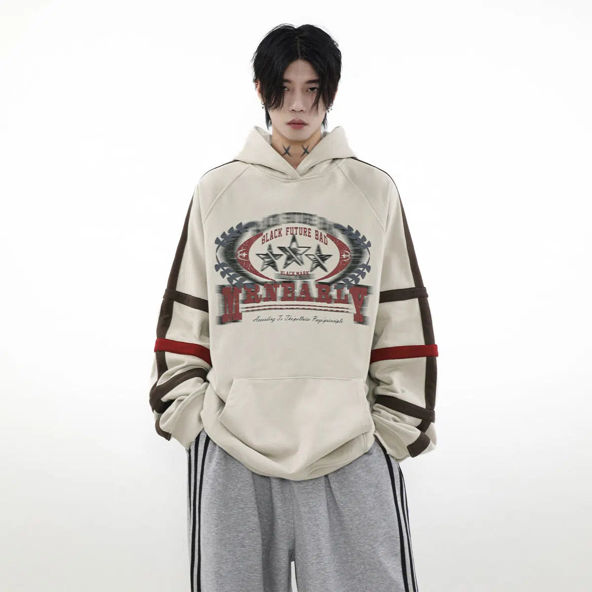 Vintage Printed Hooded Sweatshirt