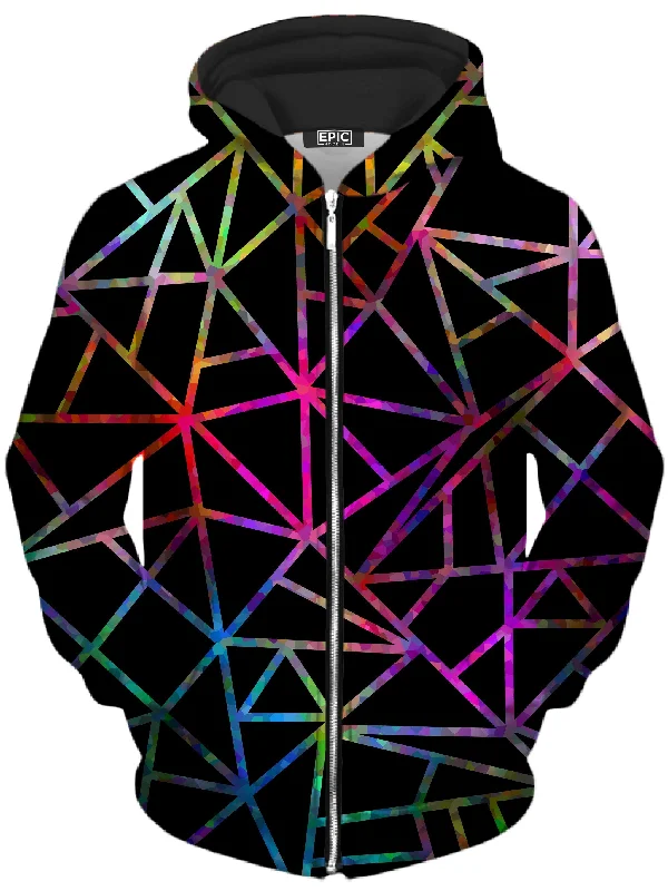 Webbed Geometric Unisex Zip-Up Hoodie