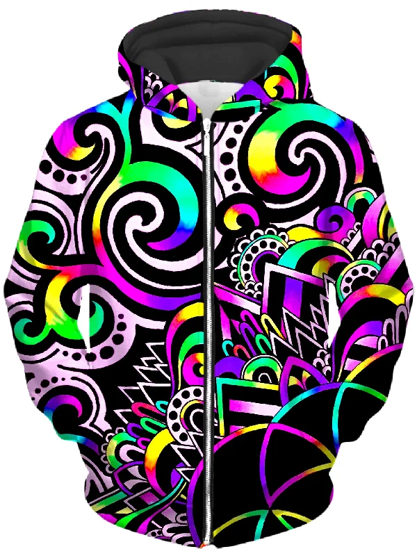 White Doodle Magic V2 Unisex Zip-Up Hoodie